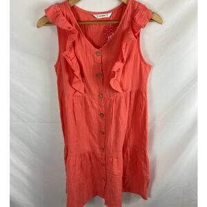 NWT PatPat Ruffle Detail Coral Pink Orange Dress Size Small
